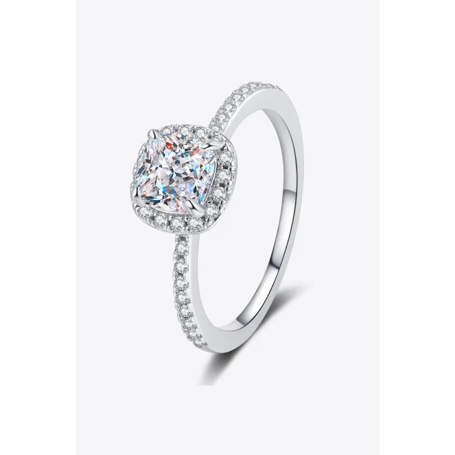 1 Carat Moissanite 925 Sterling Silver Halo Ring