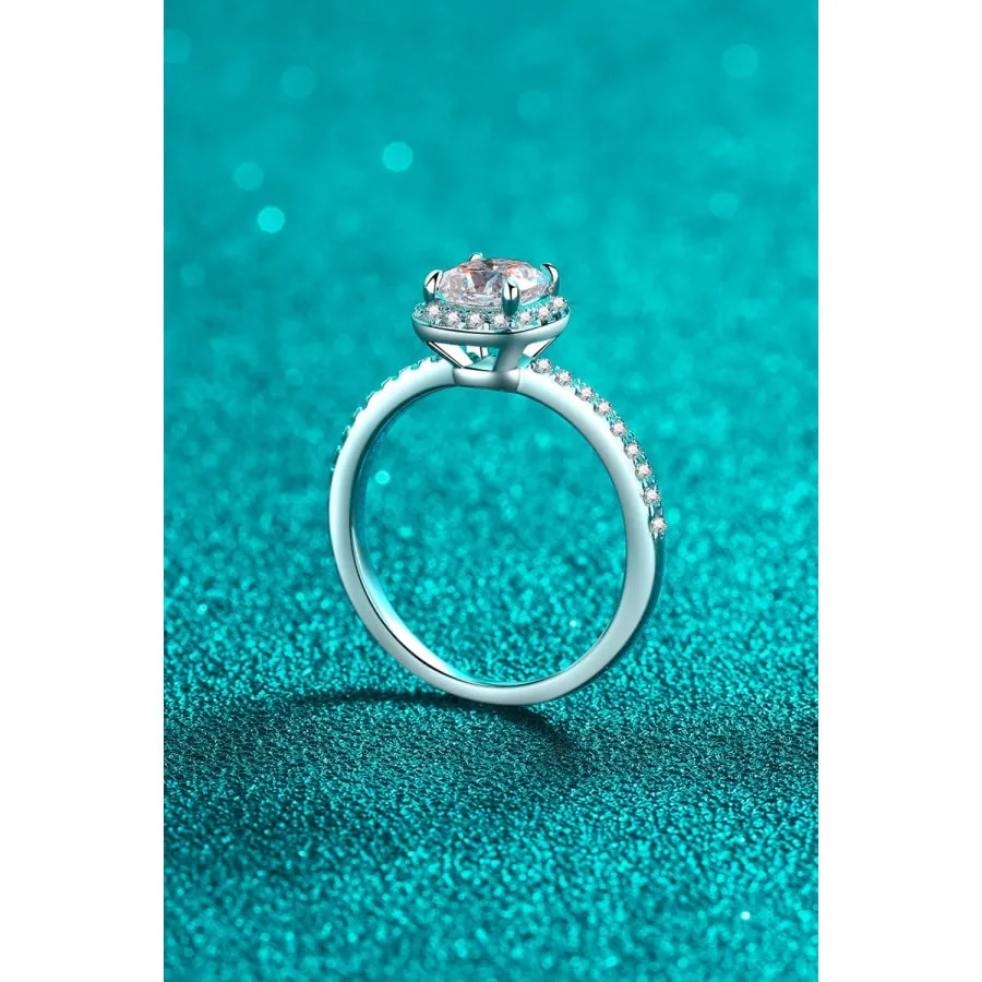 1 Carat Moissanite 925 Sterling Silver Halo Ring