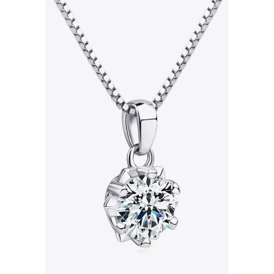 1 Carat Moissanite Pendant Platinum-Plated Necklace