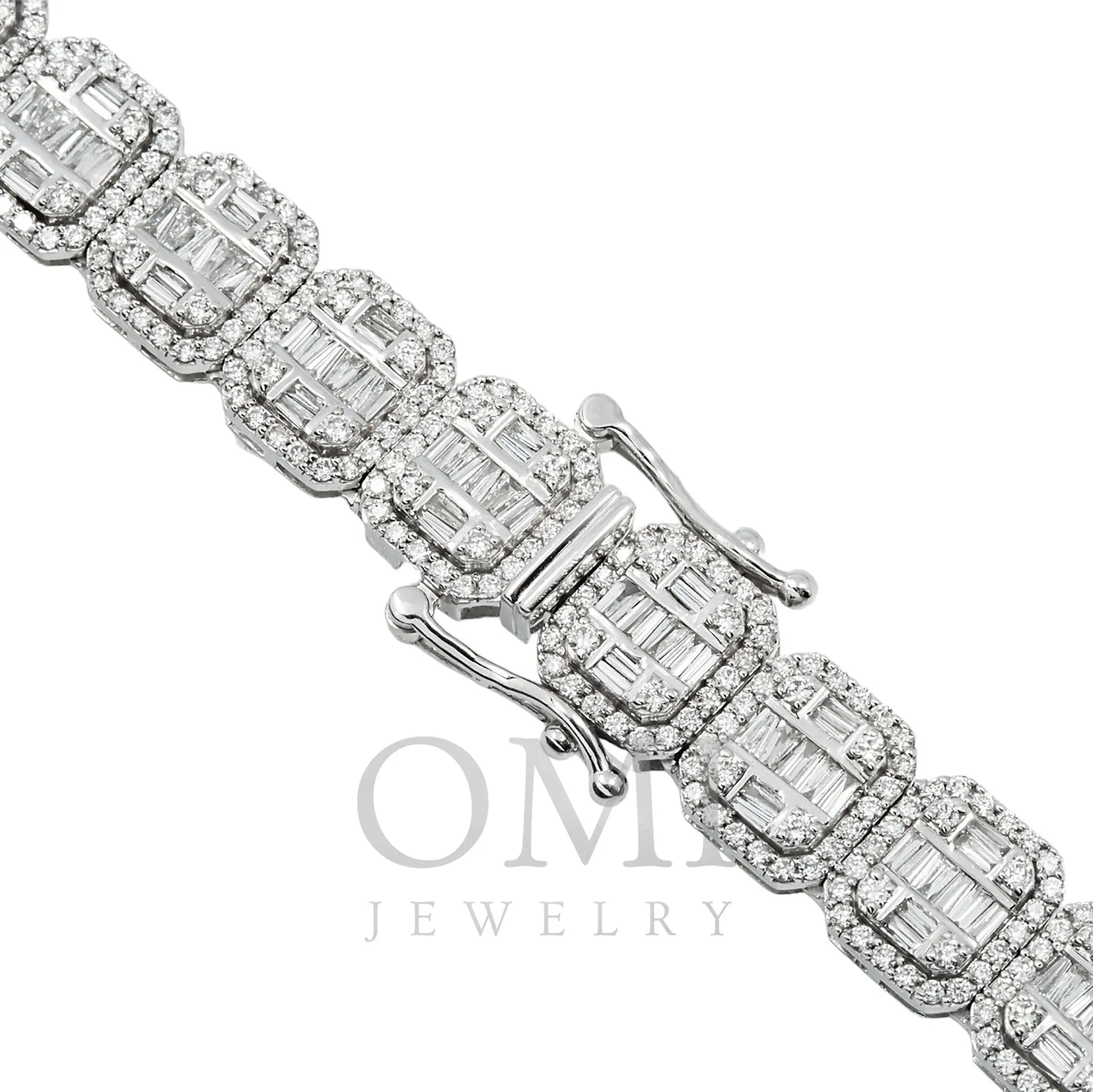 10K GOLD 10MM BAGUETTE AND ROUND DIAMOND CHAIN 20.66 CT