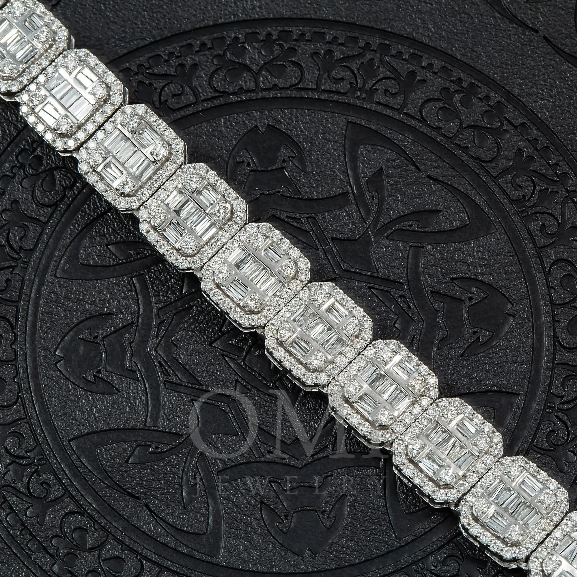 10K GOLD 10MM BAGUETTE AND ROUND DIAMOND CHAIN 20.66 CT