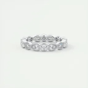 1.28 Pear and Round Bezel  Moissanite Bridal Wedding Band