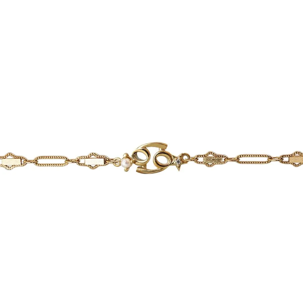 14K Cancer Horoscope Birthstone Bracelet (Pearl   Ruby)