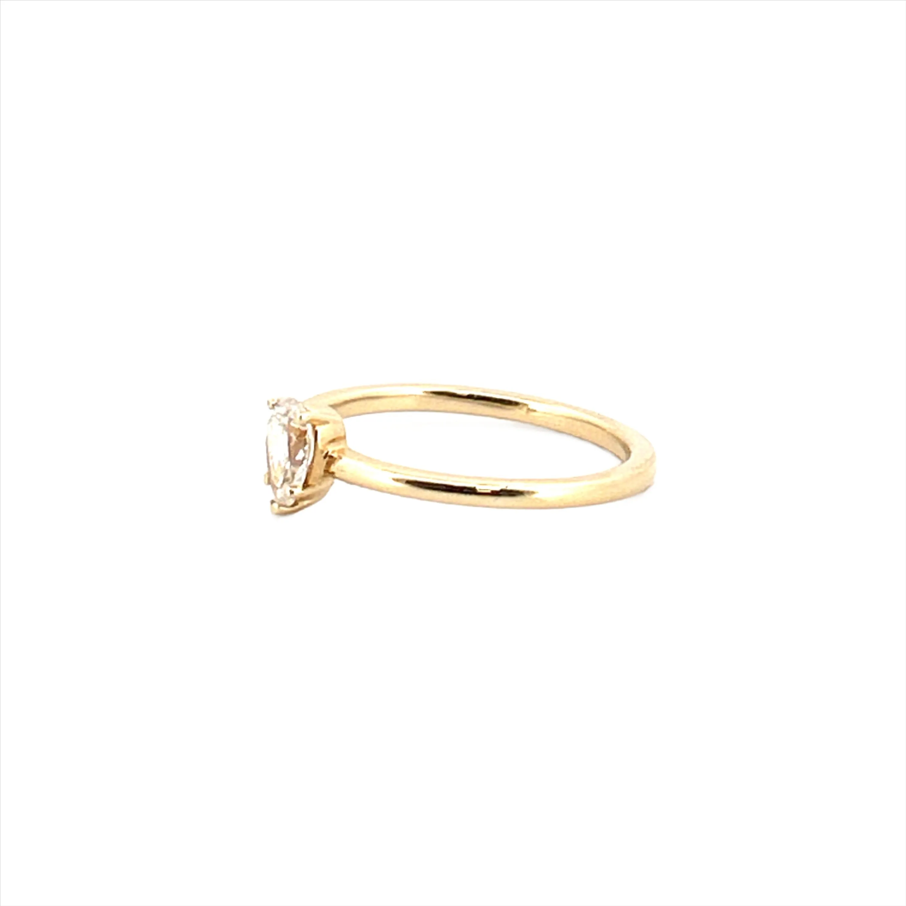 14K Gold 0.40 Carat Pear Cut Diamond Solitaire Band