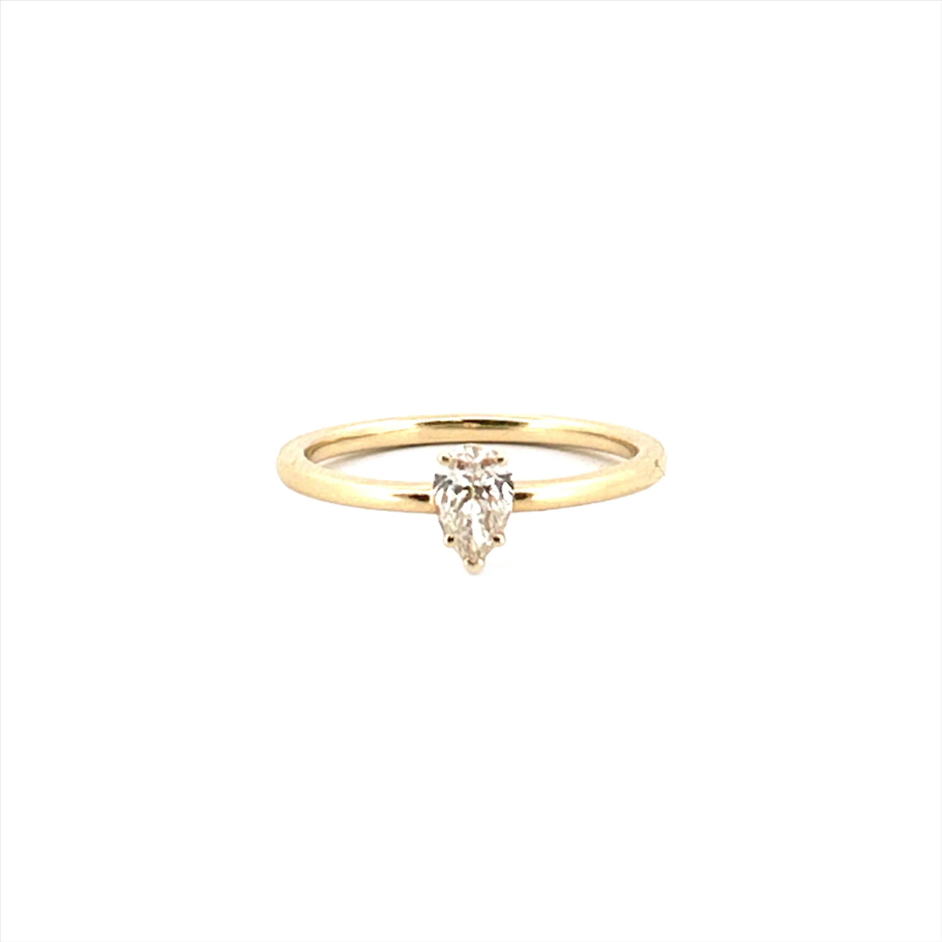 14K Gold 0.40 Carat Pear Cut Diamond Solitaire Band