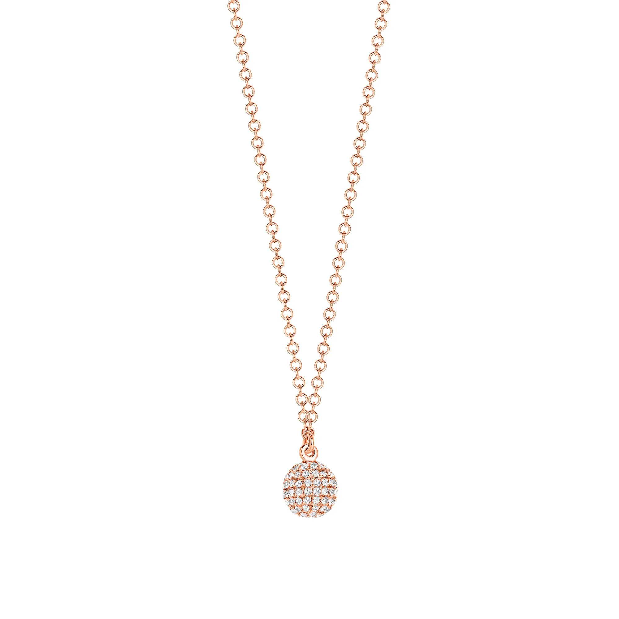 14k Gold Pavé Diamond Ball Necklace