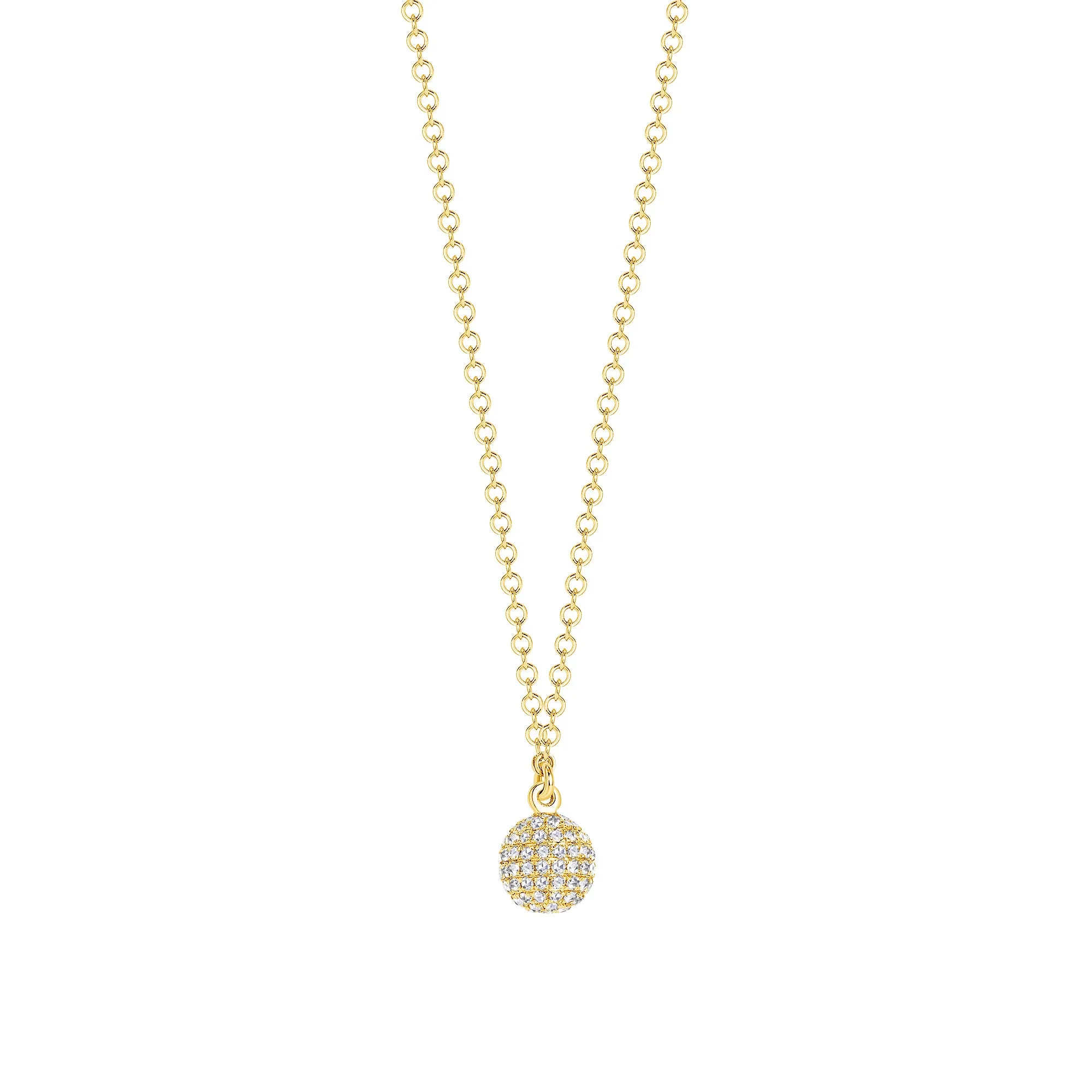 14k Gold Pavé Diamond Ball Necklace