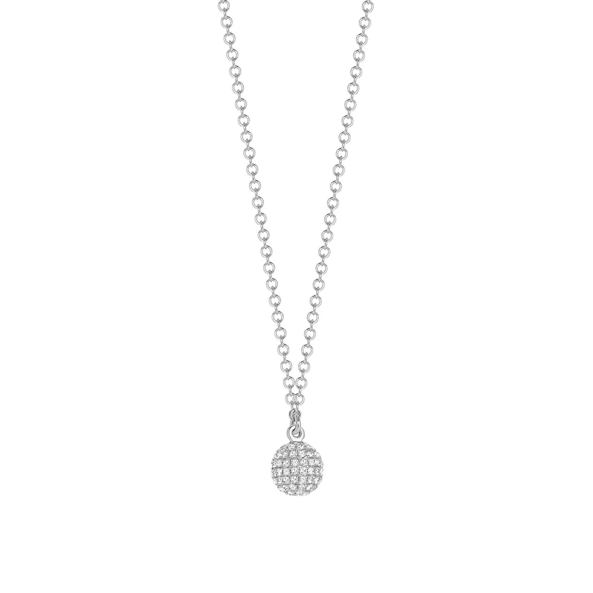 14k Gold Pavé Diamond Ball Necklace