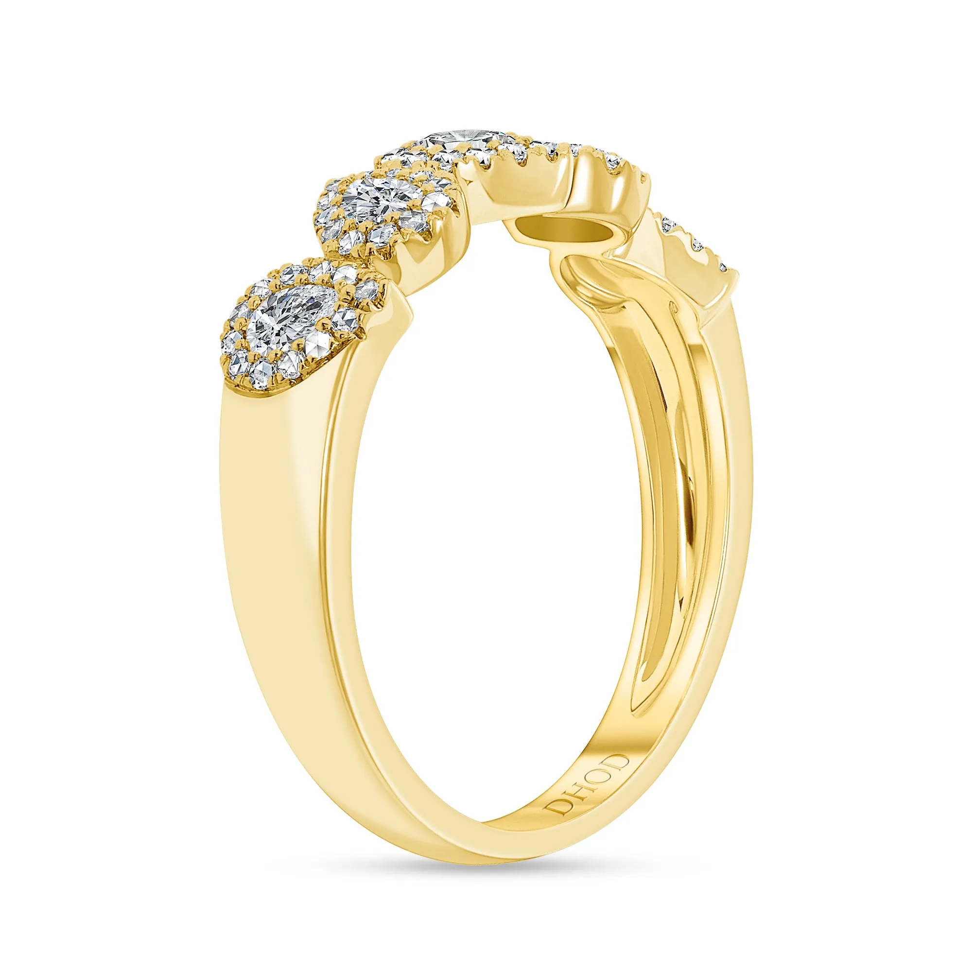 14K Gold Pear Halo Diamond Band