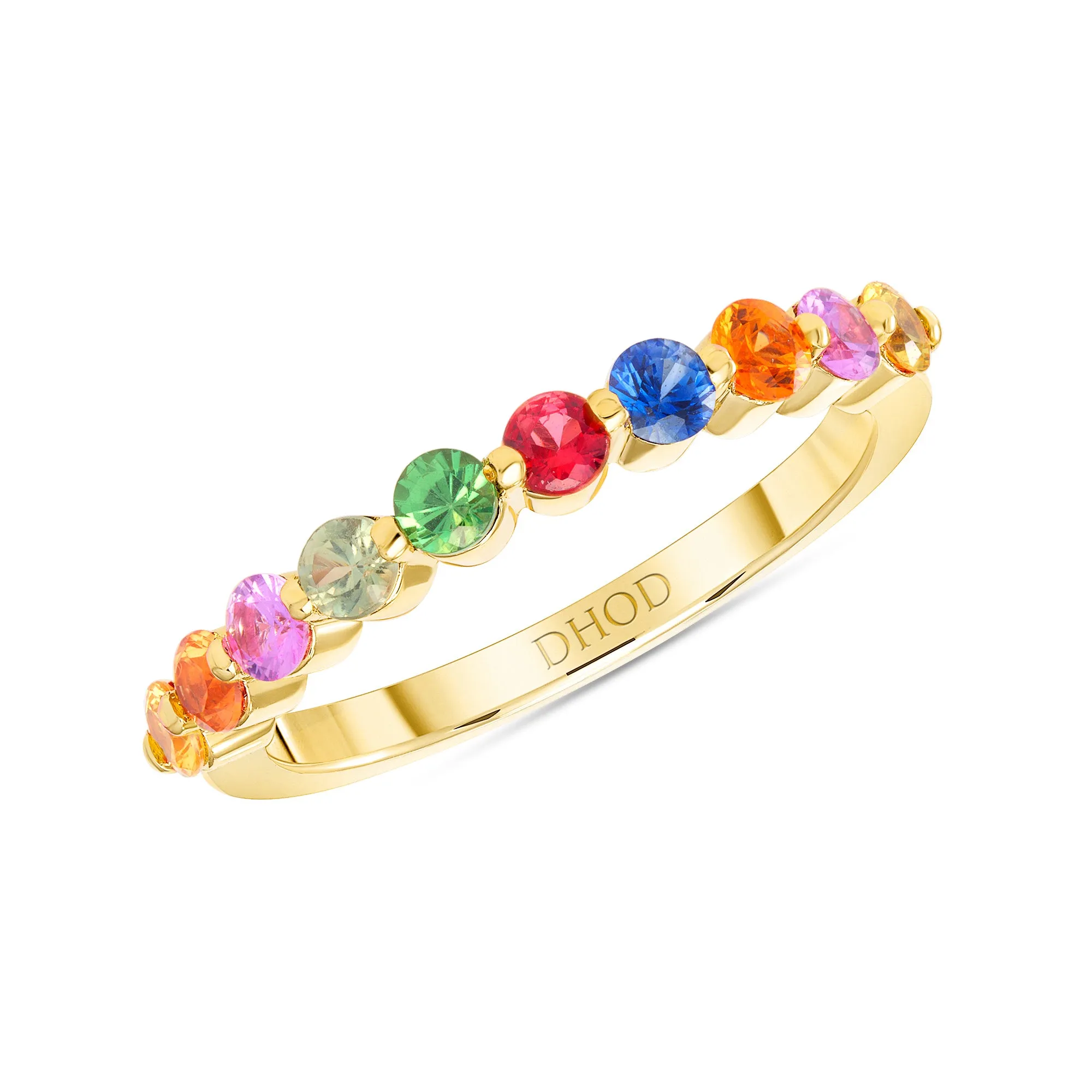 14K Gold Rainbow Sapphire Band