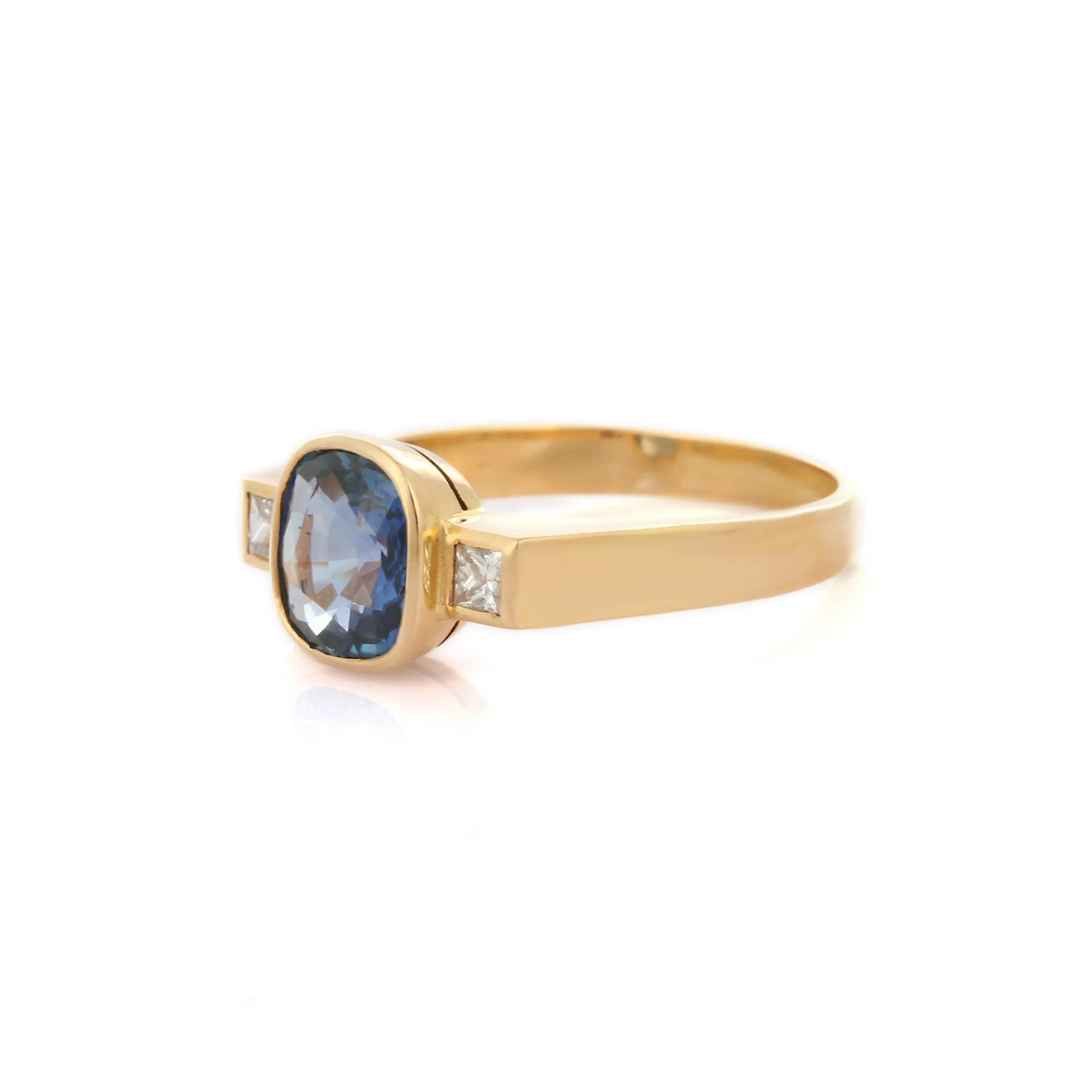 14K Gold Sapphire & Diamond Wedding Ring