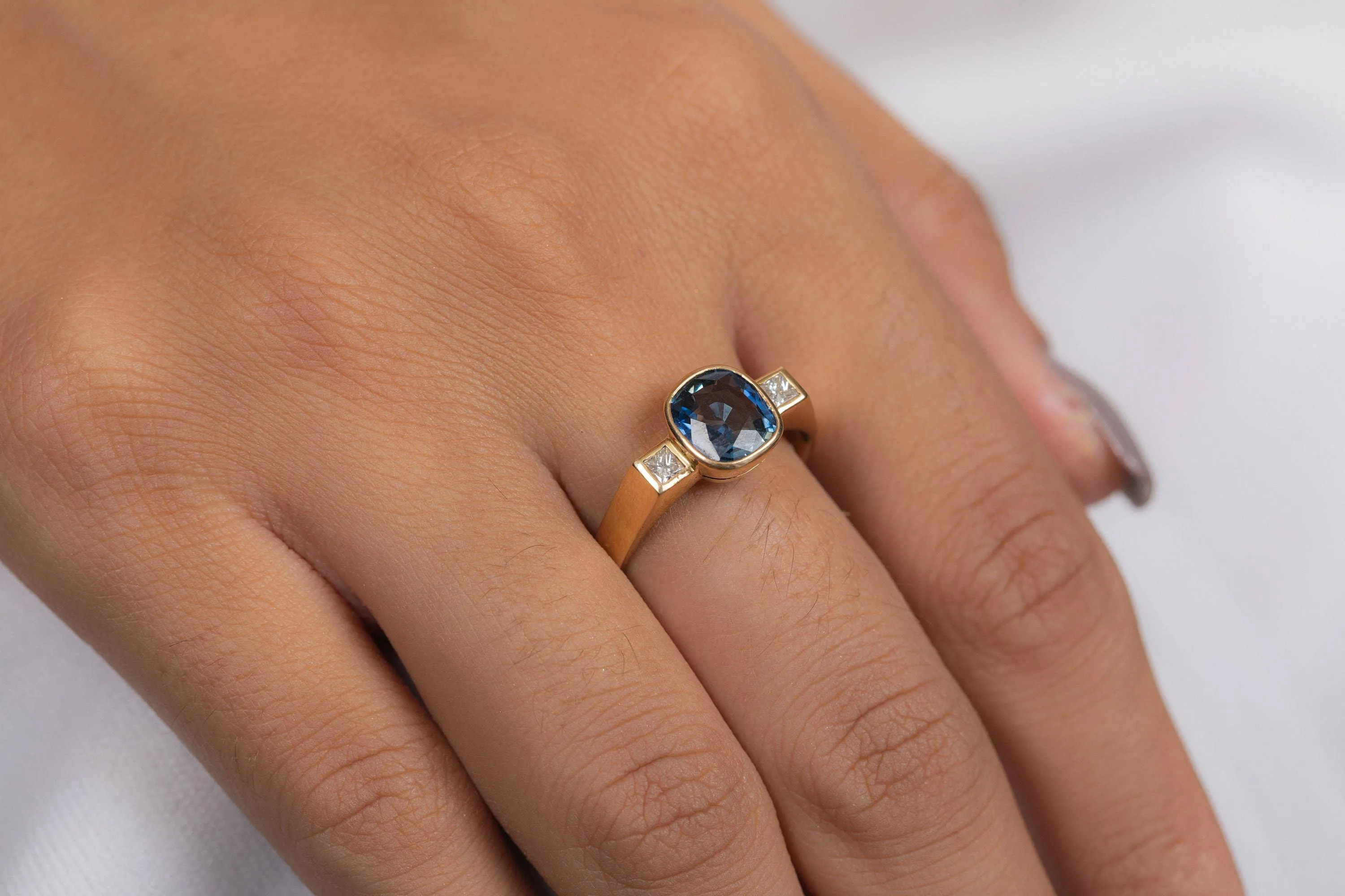 14K Gold Sapphire & Diamond Wedding Ring