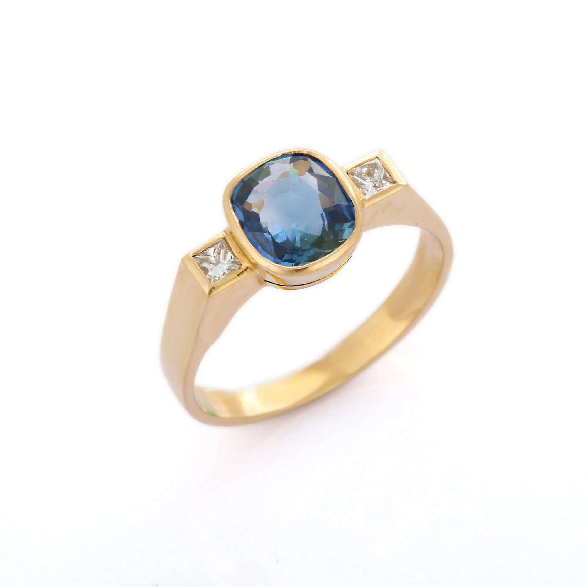 14K Gold Sapphire & Diamond Wedding Ring