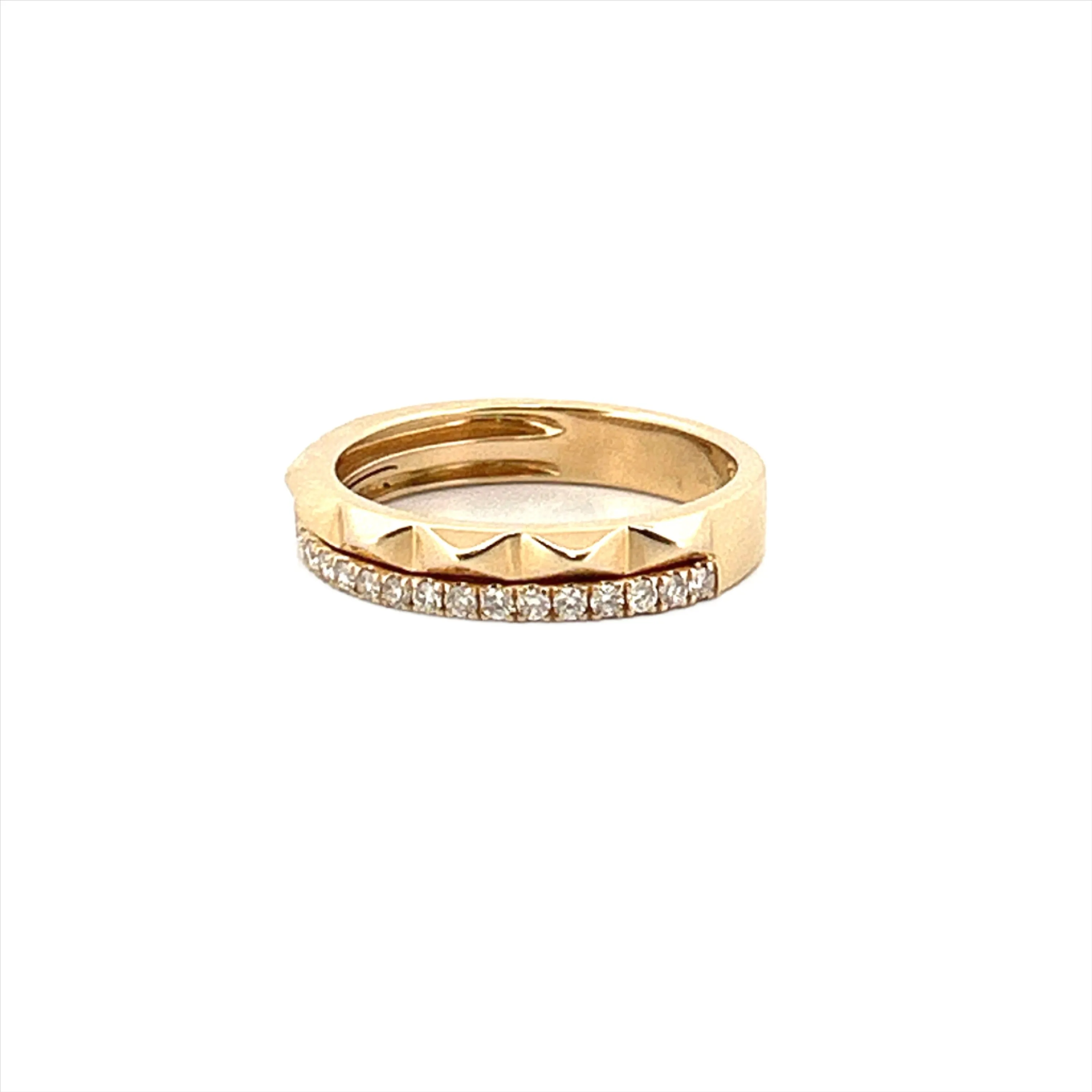 14K Gold Studded 2 Row Diamond Band