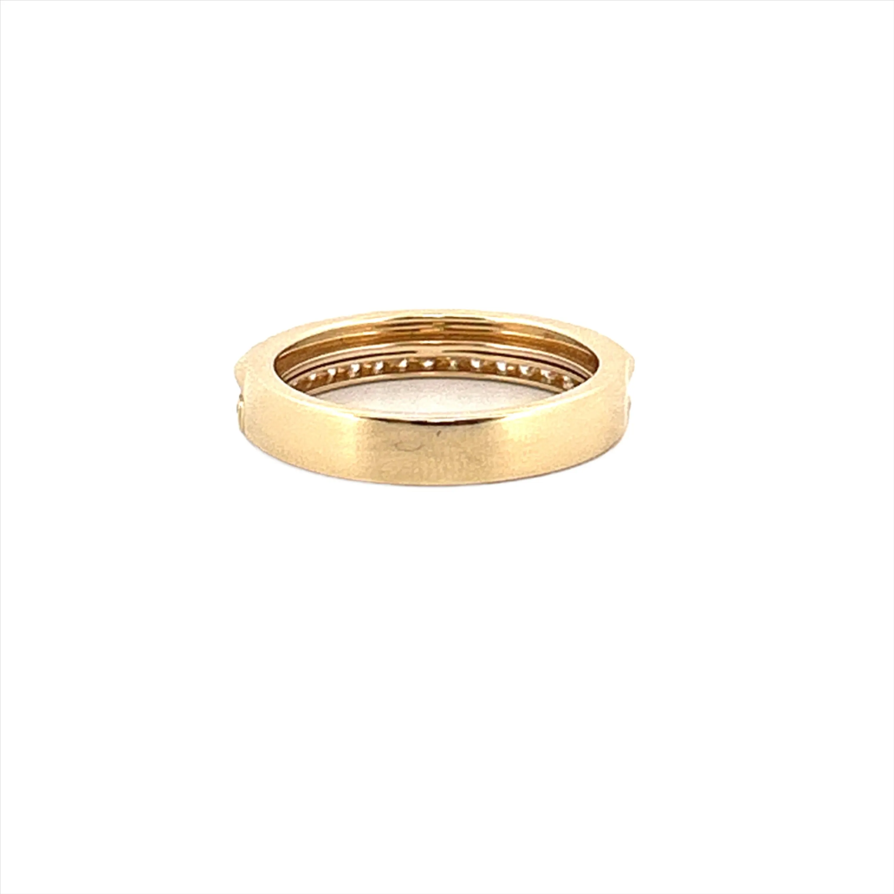 14K Gold Studded 2 Row Diamond Band