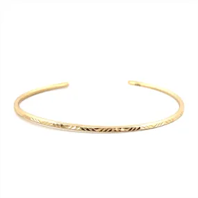 14K Gold Wave Diamond Cut Bangle