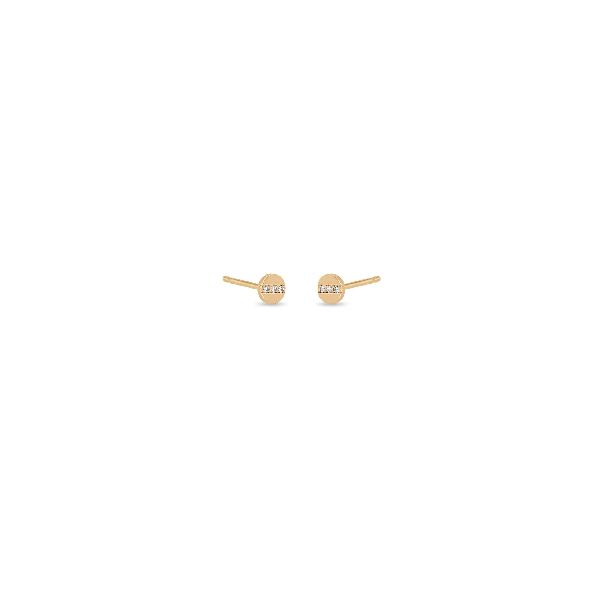 14k Itty Bitty Pavé Diamond Line Disc Stud