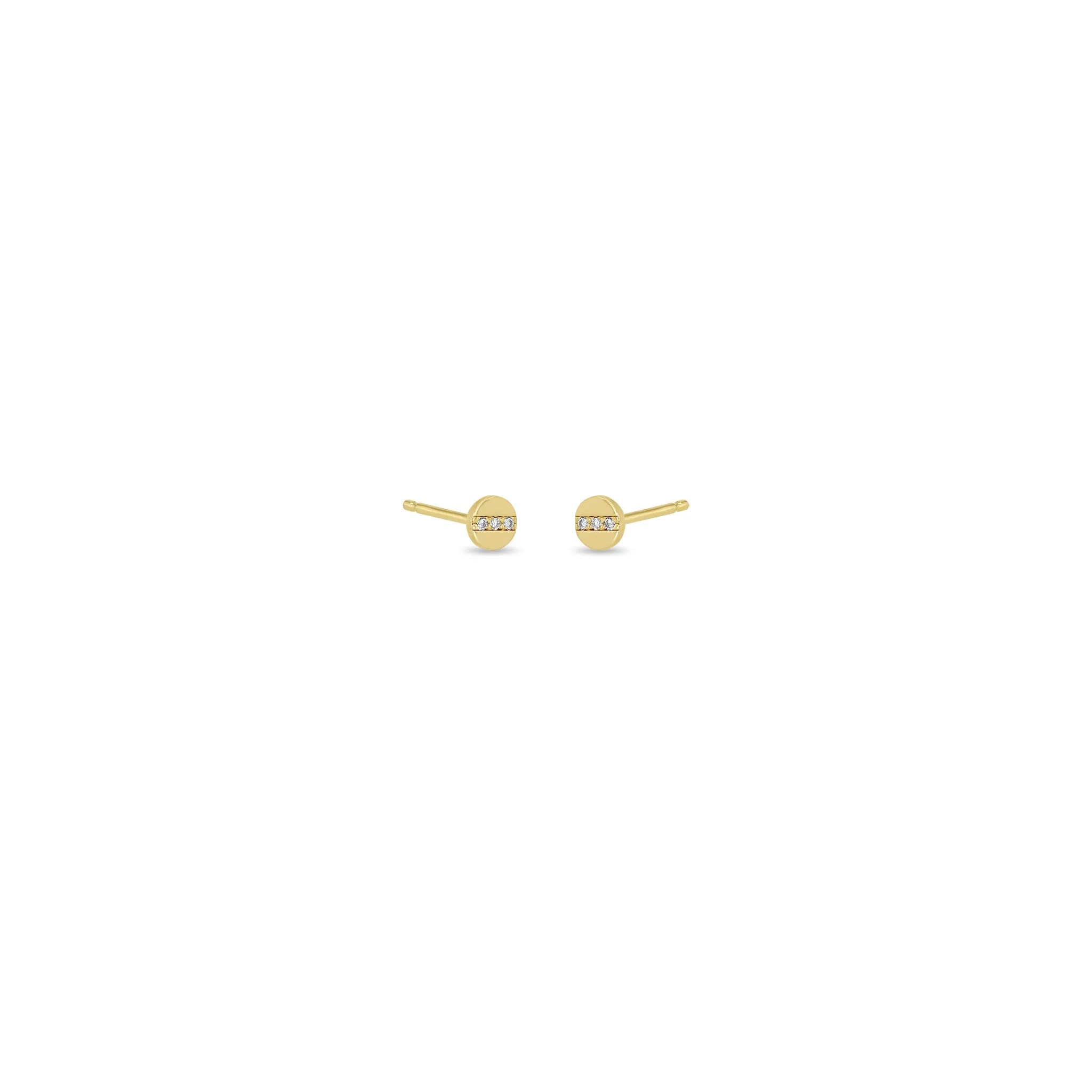 14k Itty Bitty Pavé Diamond Line Disc Stud