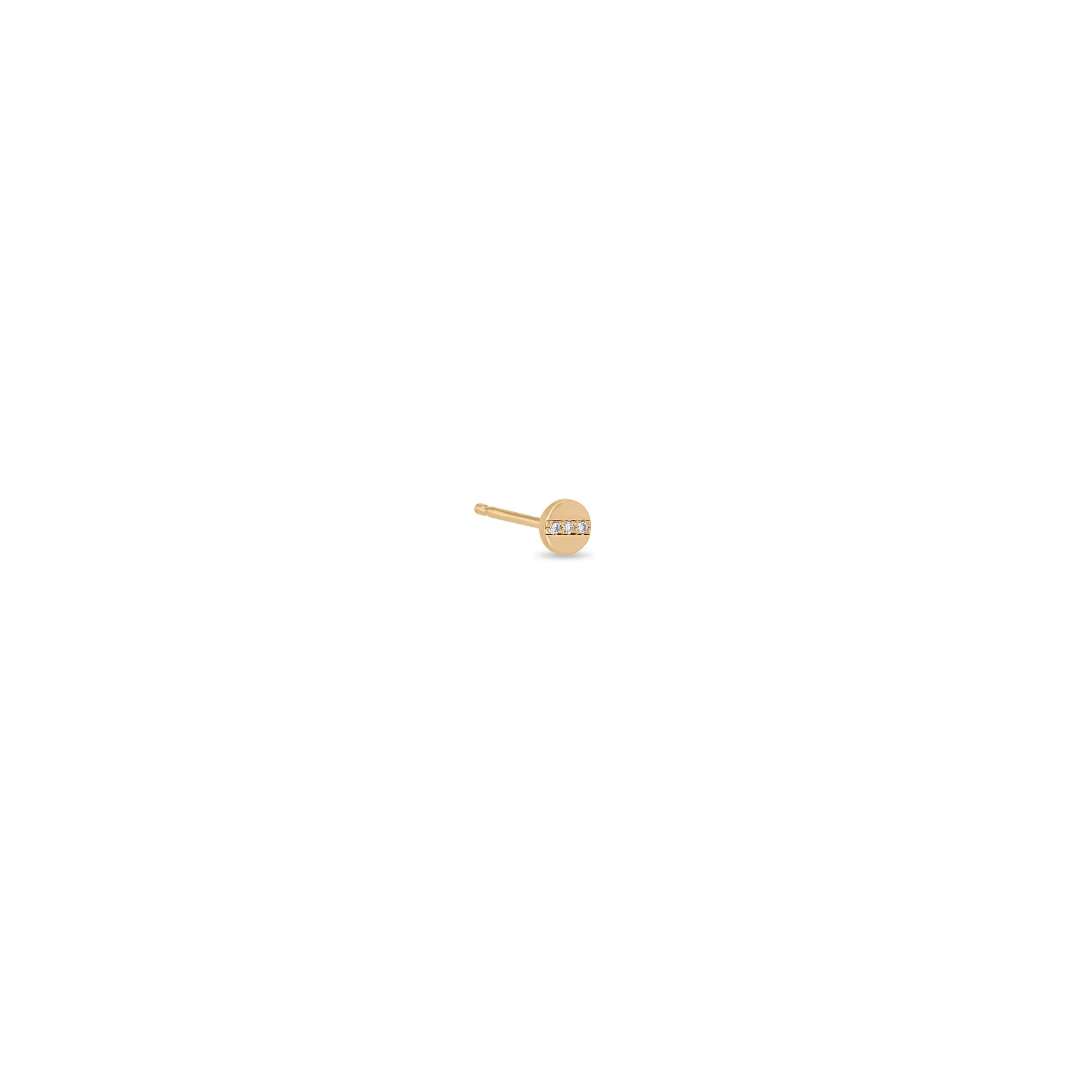 14k Itty Bitty Pavé Diamond Line Disc Stud