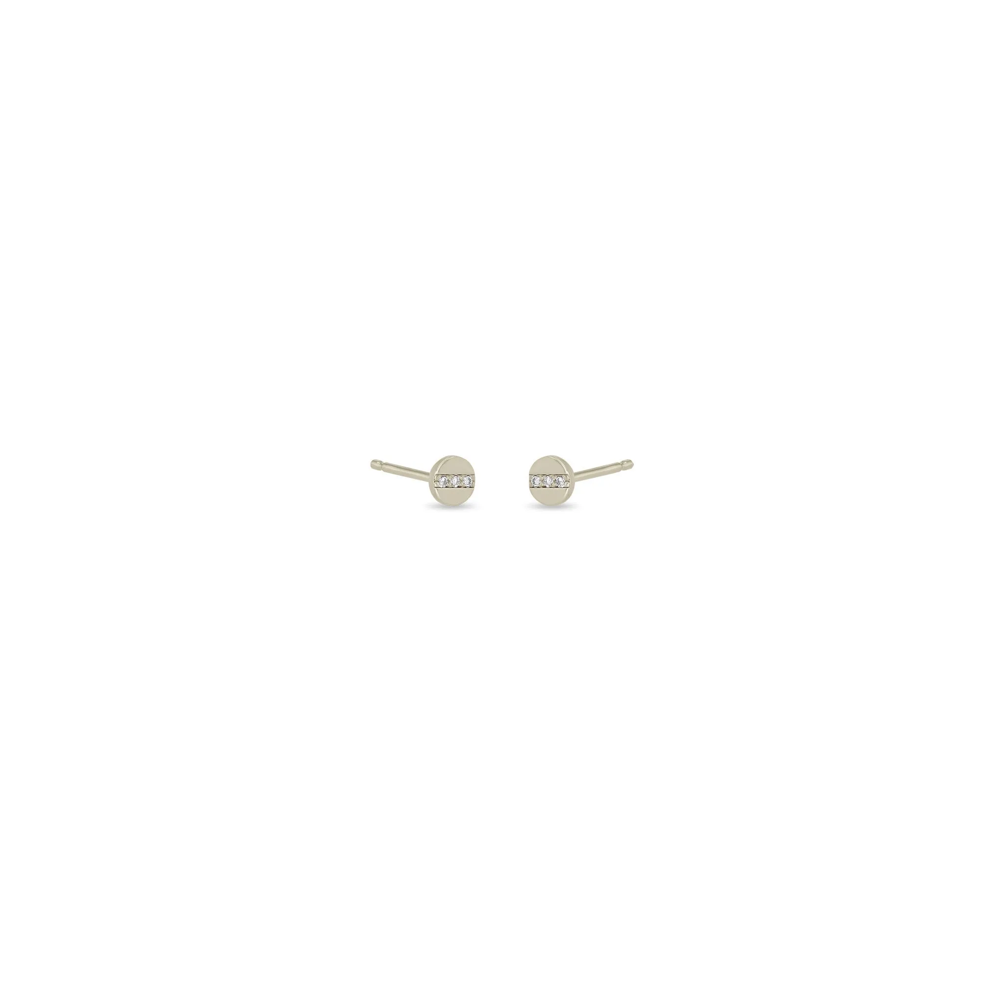 14k Itty Bitty Pavé Diamond Line Disc Stud