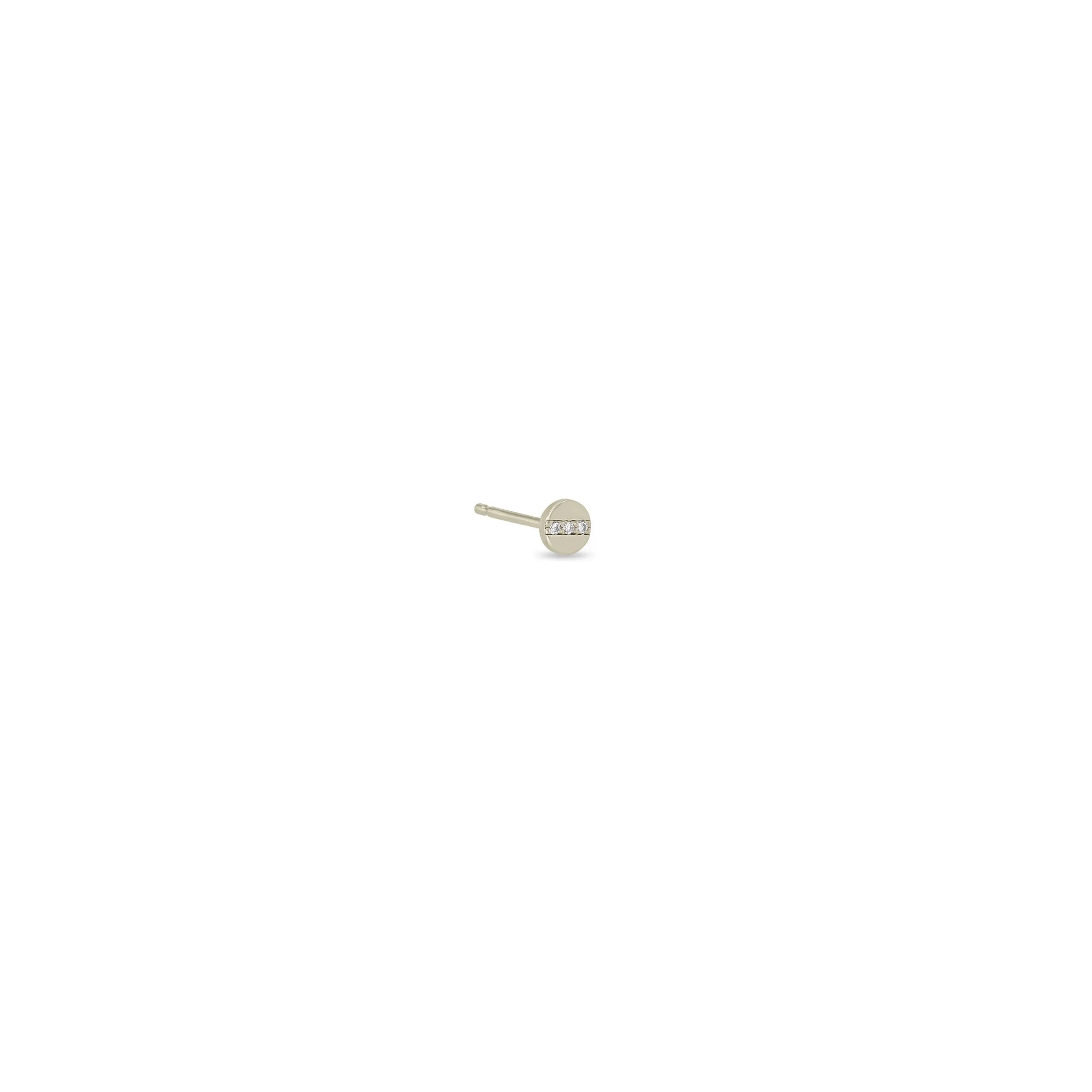 14k Itty Bitty Pavé Diamond Line Disc Stud