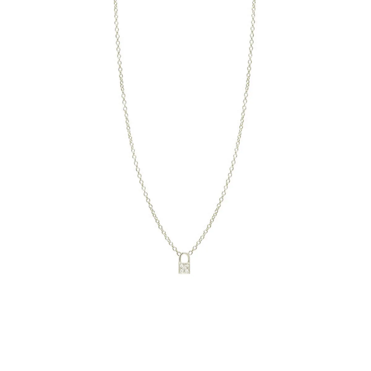 14k Itty Bitty Pavé Diamond Padlock Necklace