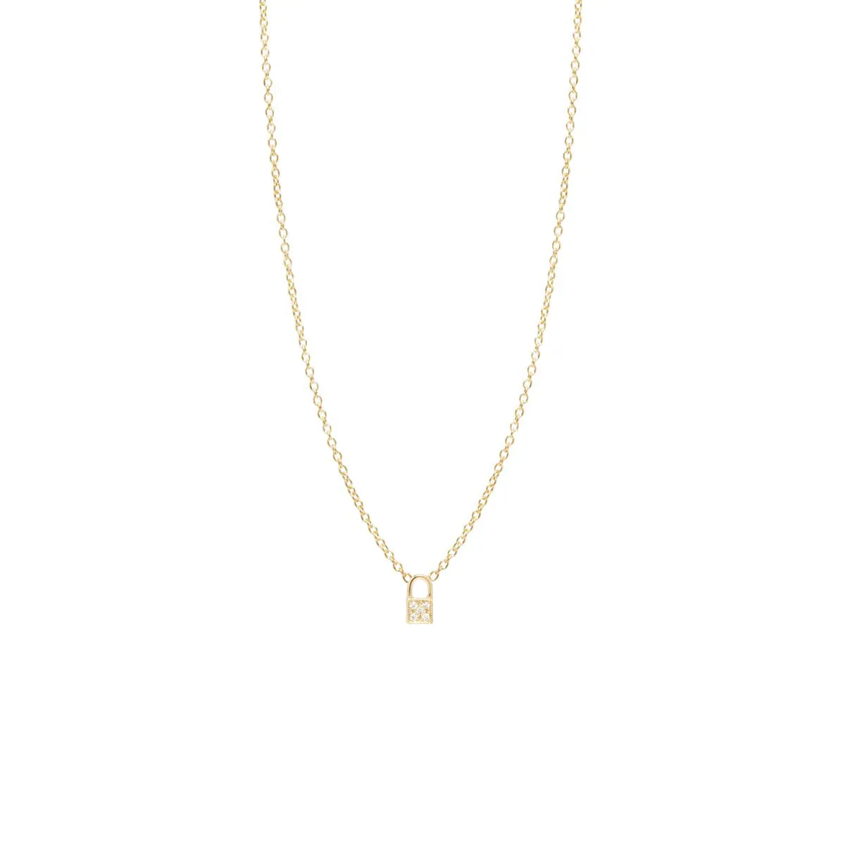 14k Itty Bitty Pavé Diamond Padlock Necklace