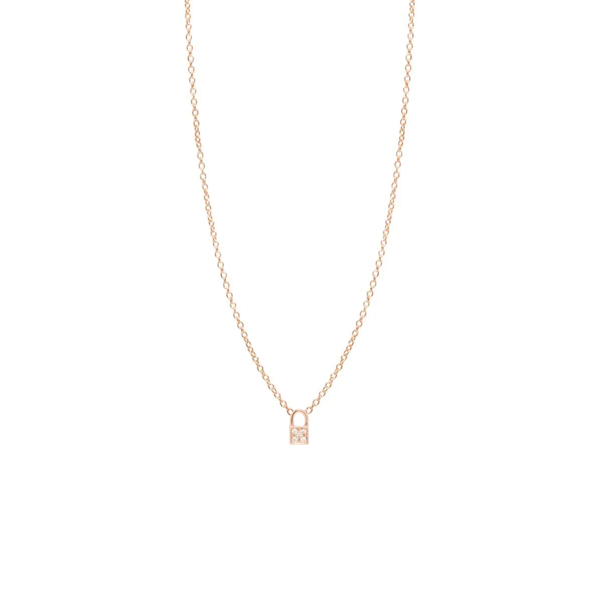 14k Itty Bitty Pavé Diamond Padlock Necklace