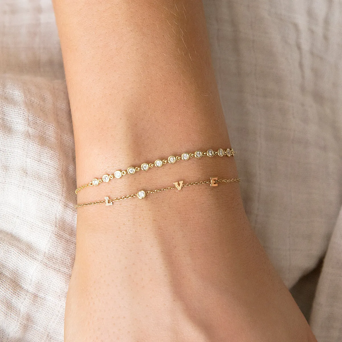 14k Linked Floating Diamond Tennis Bracelet