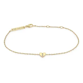 14k Midi Bitty Pavé Diamond Line Heart Bracelet