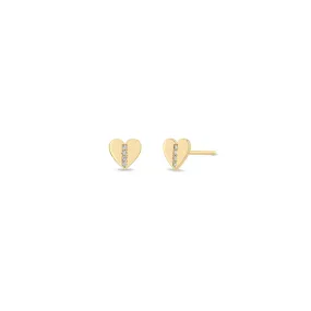 14k Midi Bitty Pavé Diamond Line Heart Studs