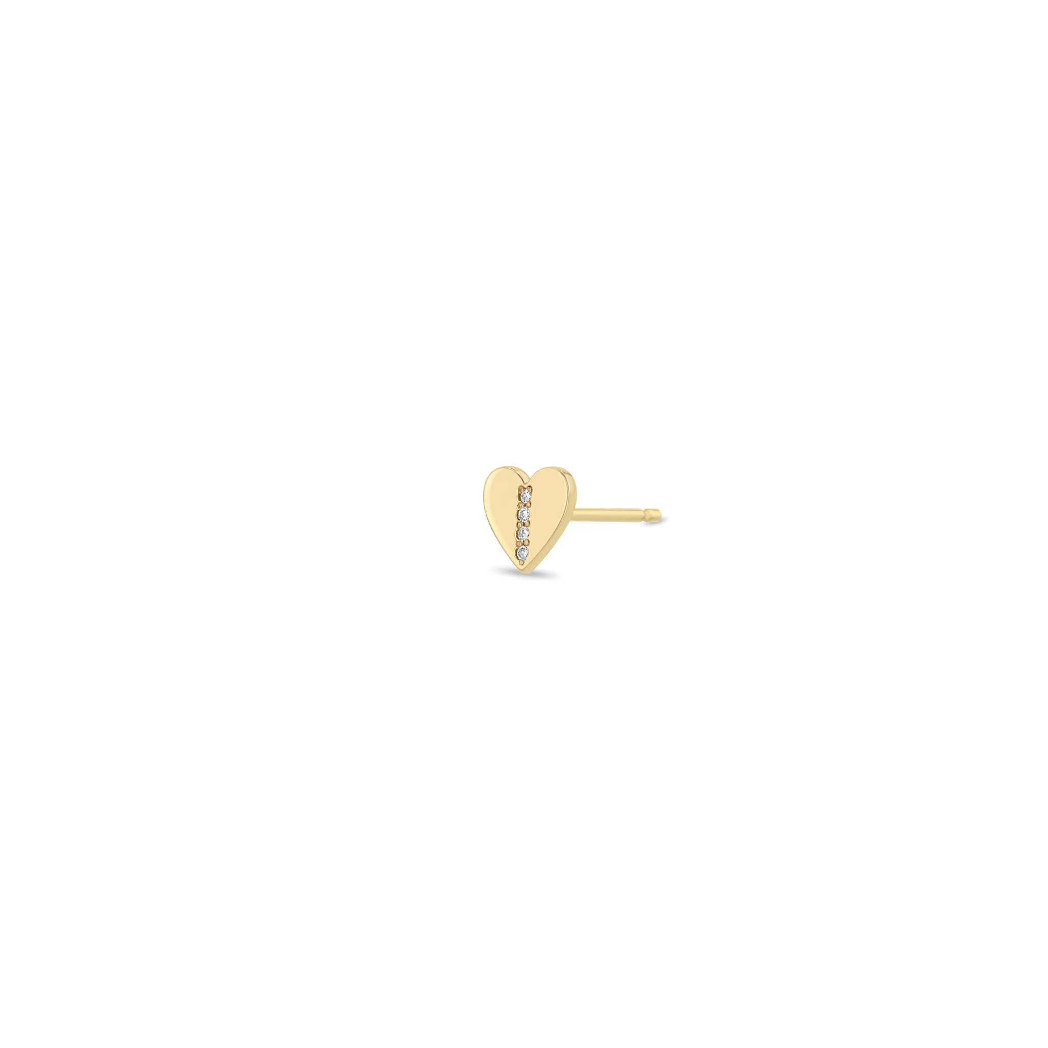 14k Midi Bitty Pavé Diamond Line Heart Studs