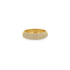 14k Pavé Diamond Half Round Wide Band