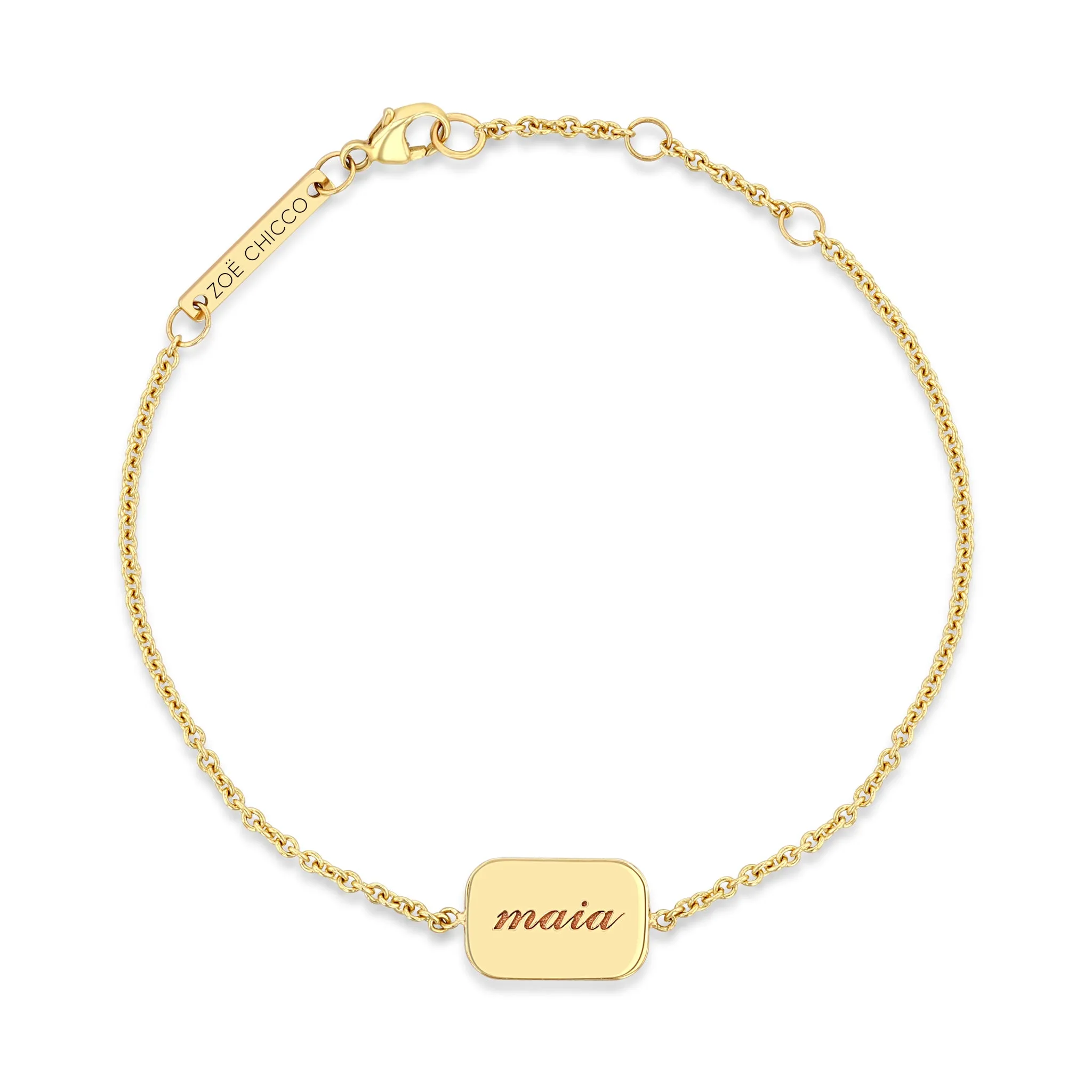 14k Personalized Rounded Rectangle Nameplate Bracelet