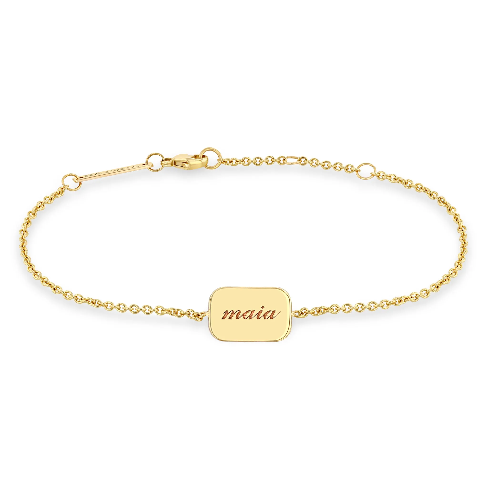 14k Personalized Rounded Rectangle Nameplate Bracelet