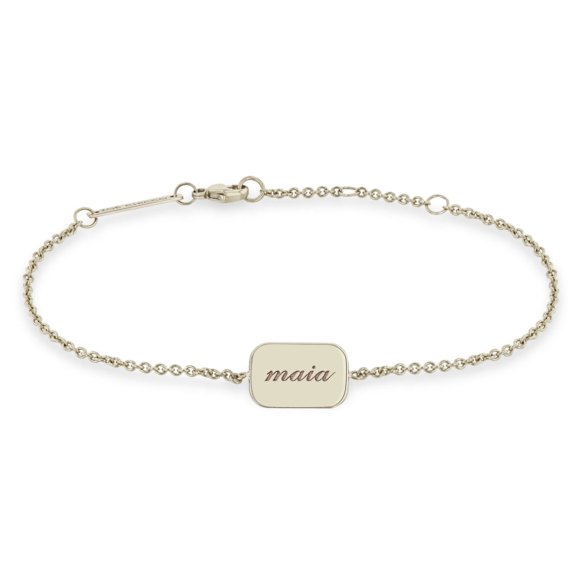 14k Personalized Rounded Rectangle Nameplate Bracelet