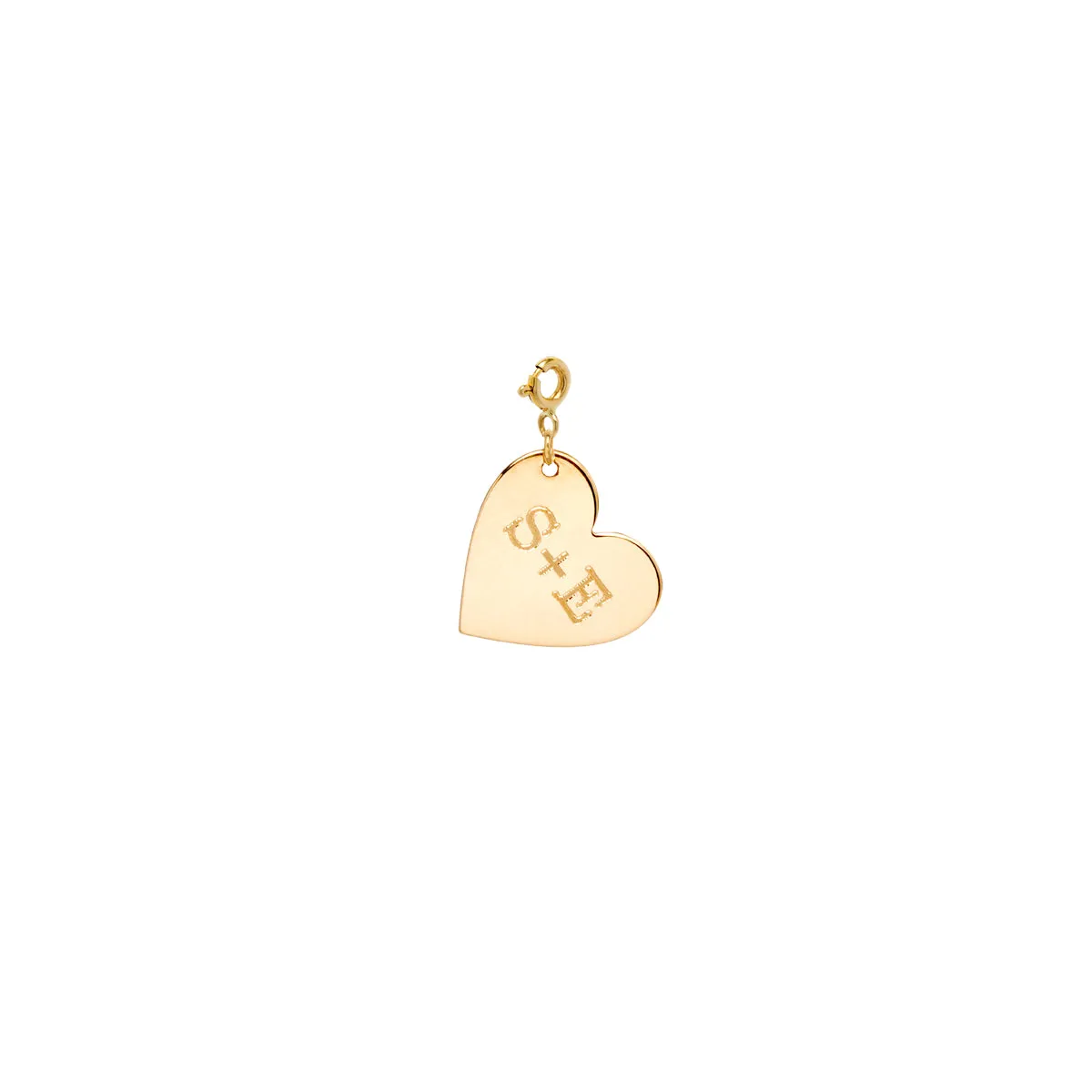 14k Single Engraved 2 Initials Medium Heart Charm