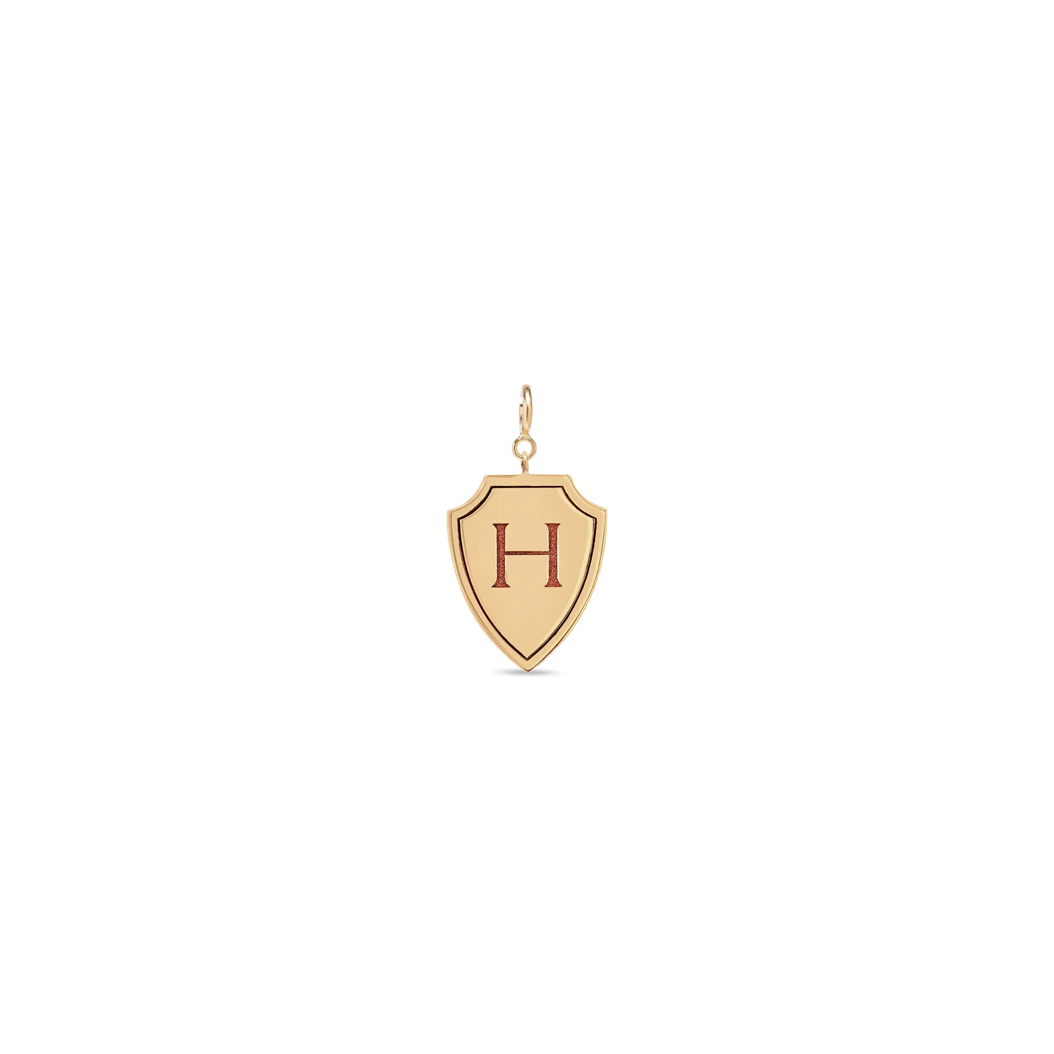 14k Single Initial Shield Charm Pendant