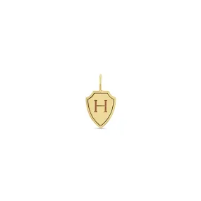 14k Single Initial Shield Charm Pendant