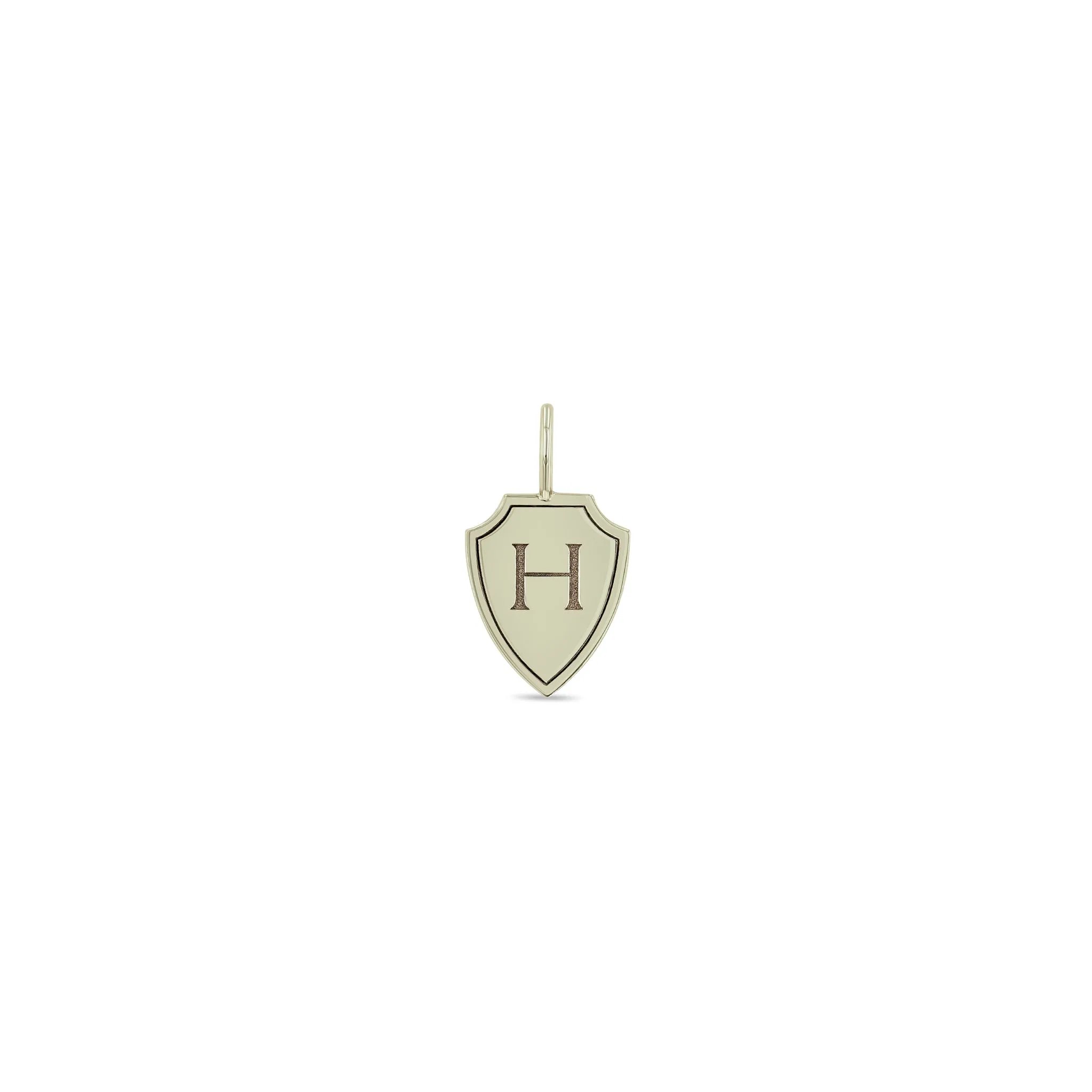 14k Single Initial Shield Charm Pendant