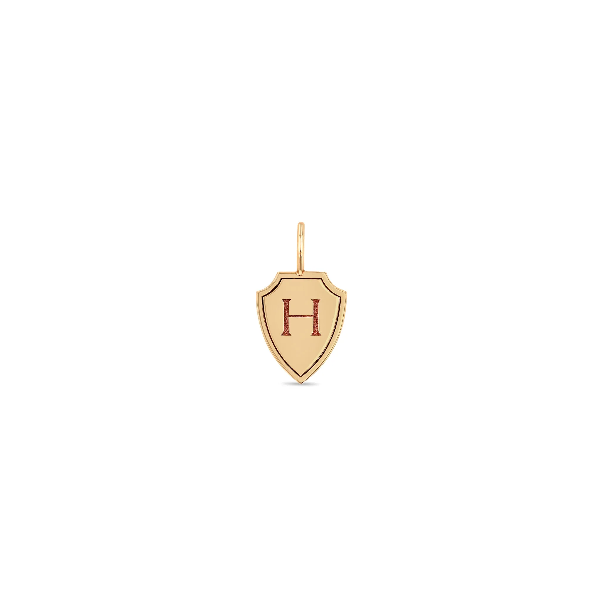 14k Single Initial Shield Charm Pendant