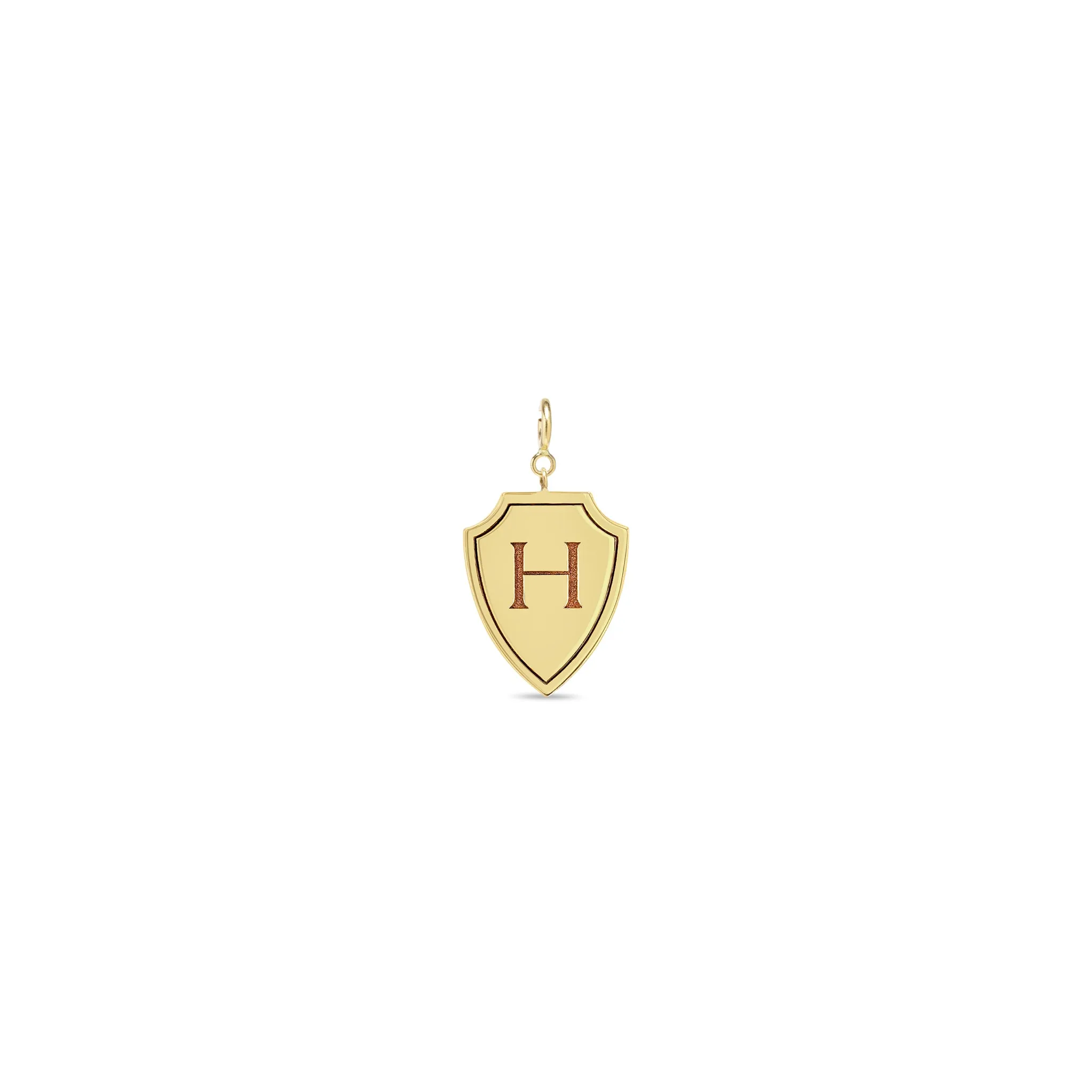 14k Single Initial Shield Charm Pendant