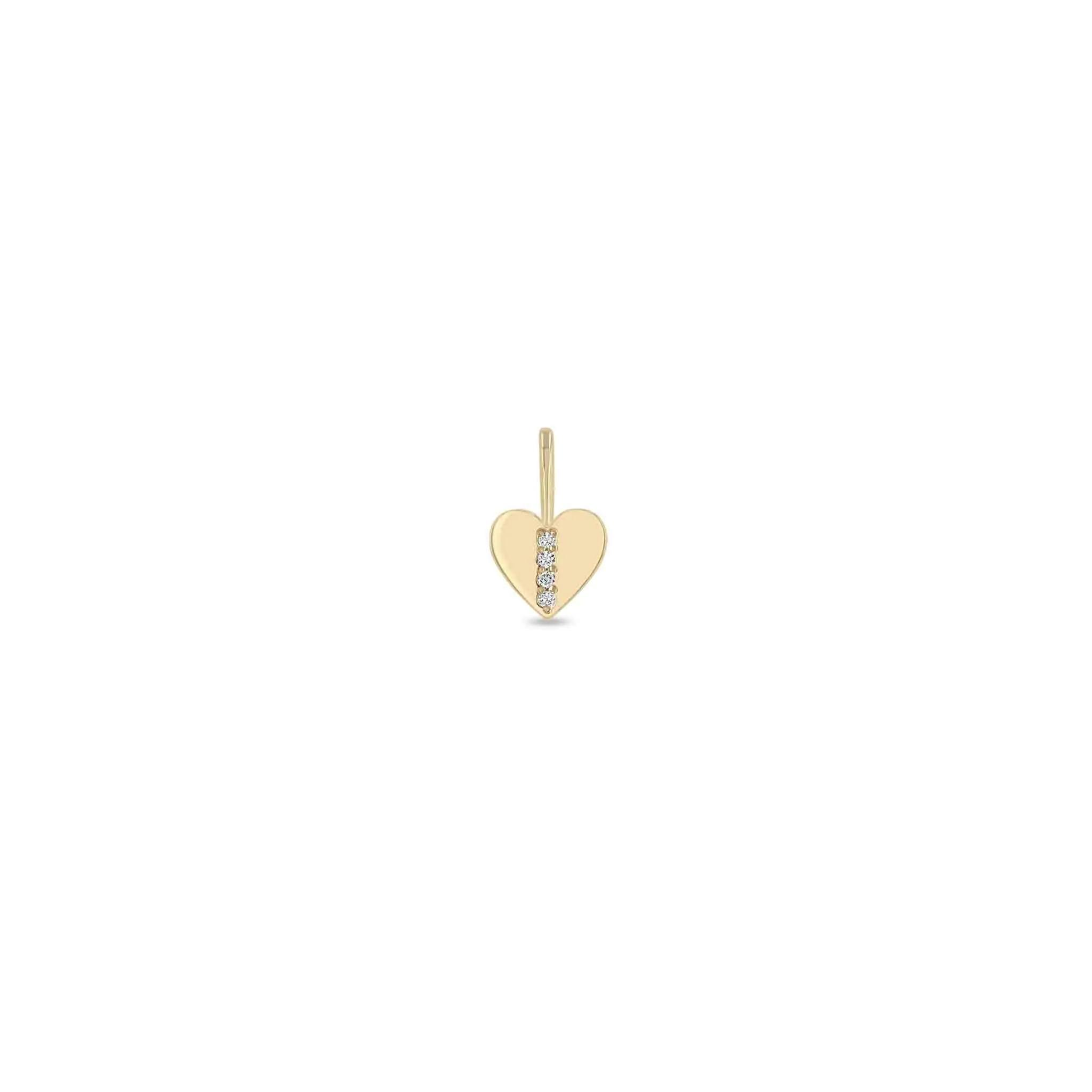 14k Single Midi Bitty Pavé Diamond Line Heart Charm