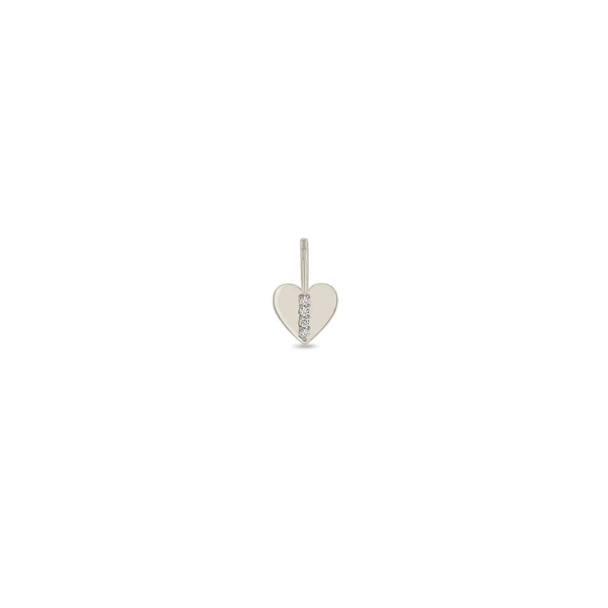 14k Single Midi Bitty Pavé Diamond Line Heart Charm