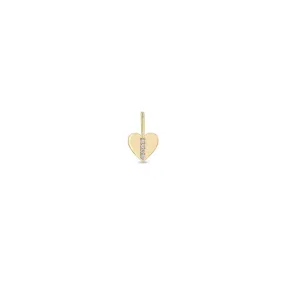 14k Single Midi Bitty Pavé Diamond Line Heart Charm