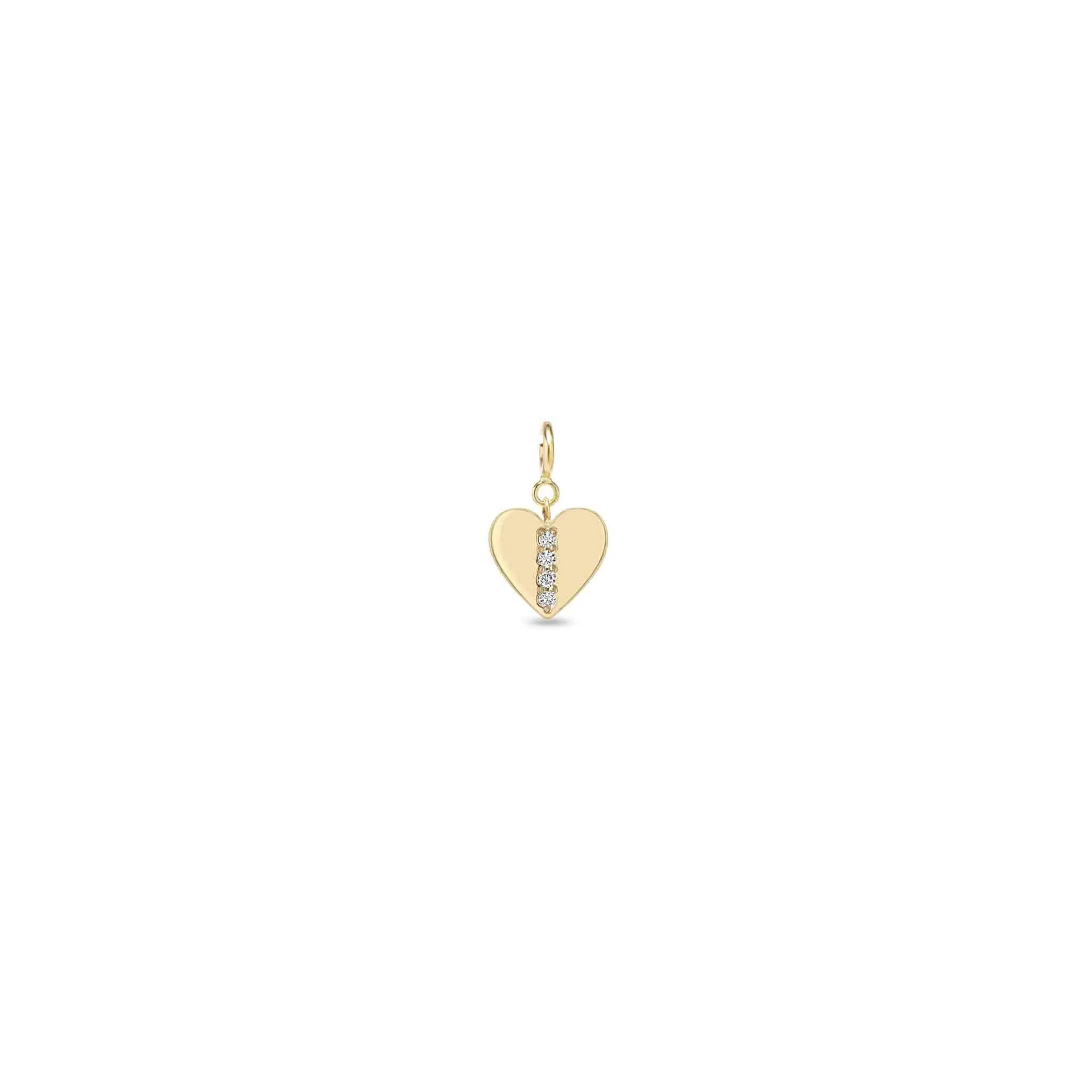 14k Single Midi Bitty Pavé Diamond Line Heart Charm