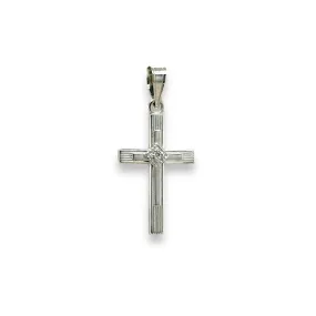 14K W Gold Cross with 1 Diamond 19mm