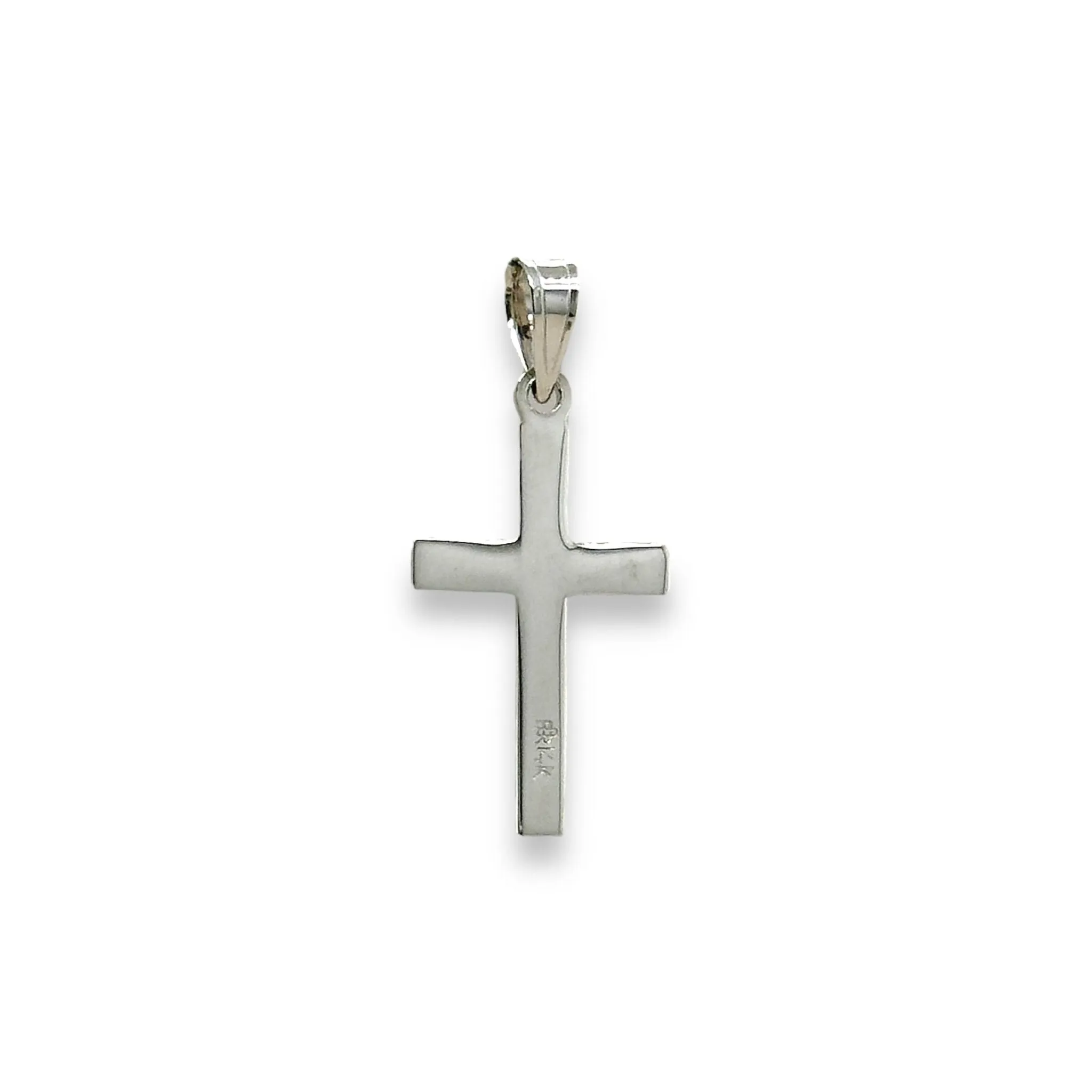 14K W Gold Cross with 1 Diamond 19mm