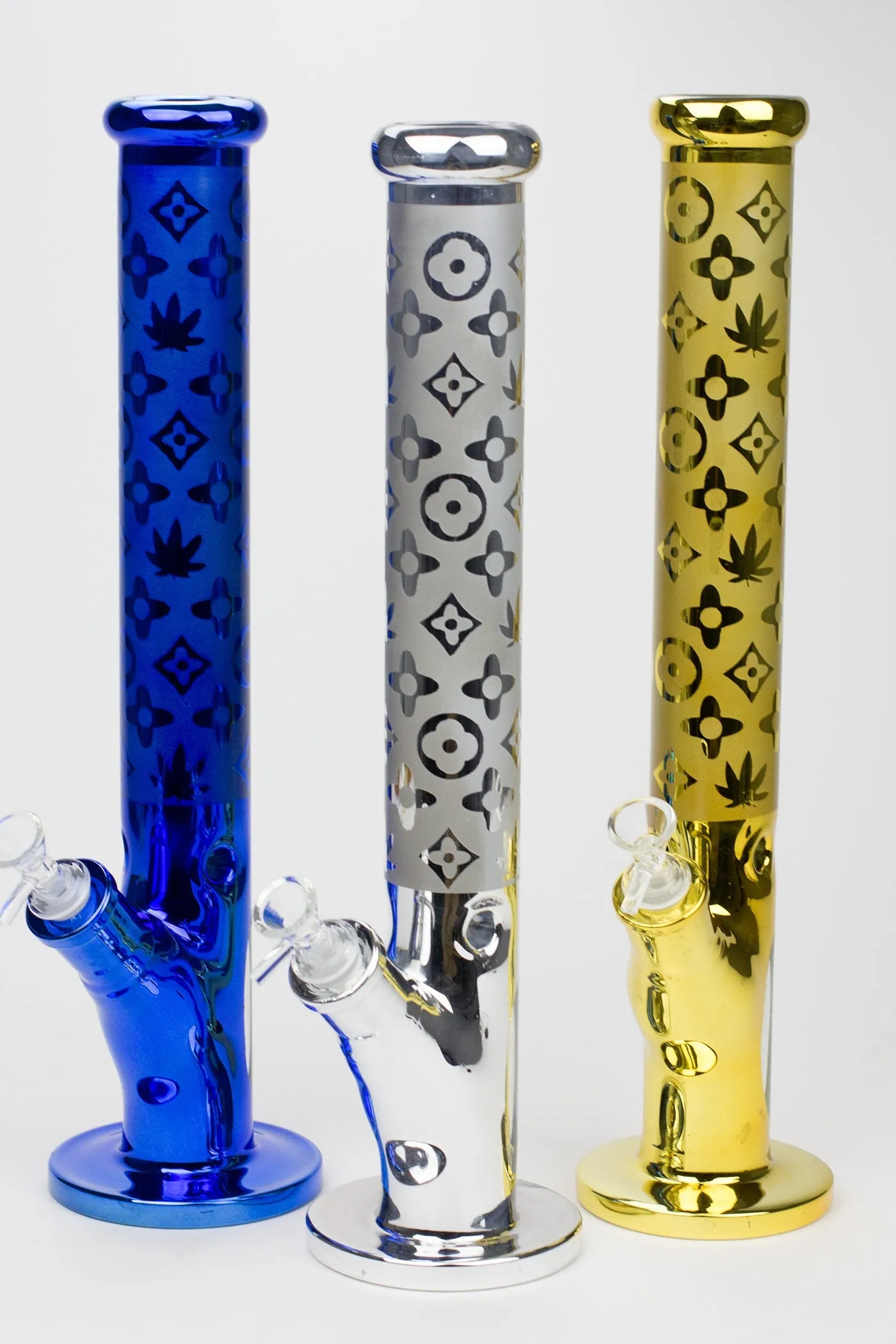 17" Luxury pattern 7 mm metallic straight tube glass bong