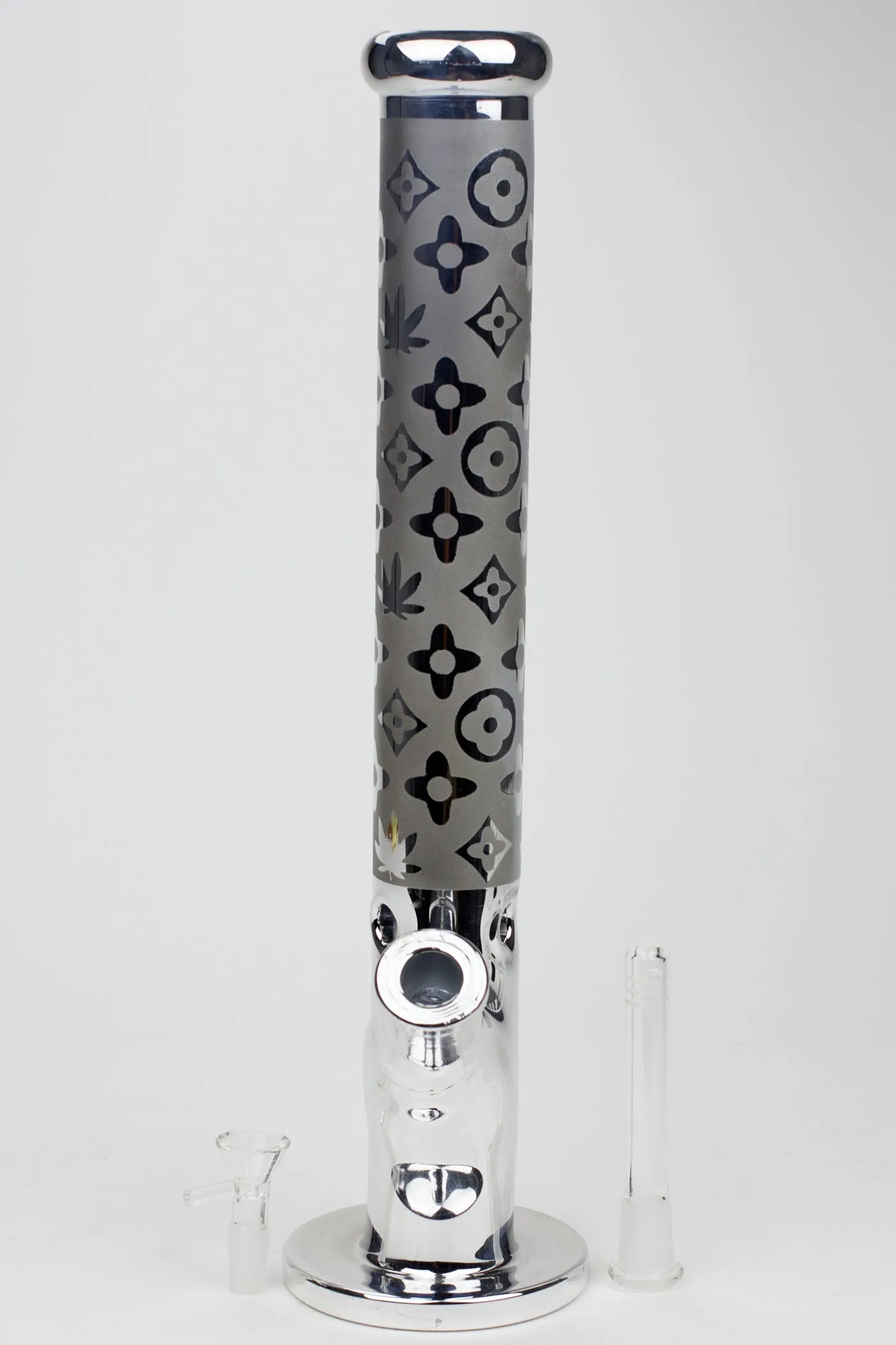 17" Luxury pattern 7 mm metallic straight tube glass bong